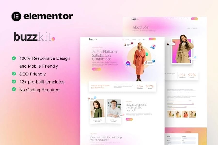 Buzzkit - Template Kit Elementor para influencers y Agencia creativas