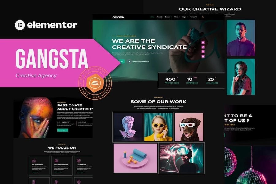 Gangsta - Template Kit Elementor para Agencia creativas y Porfolio