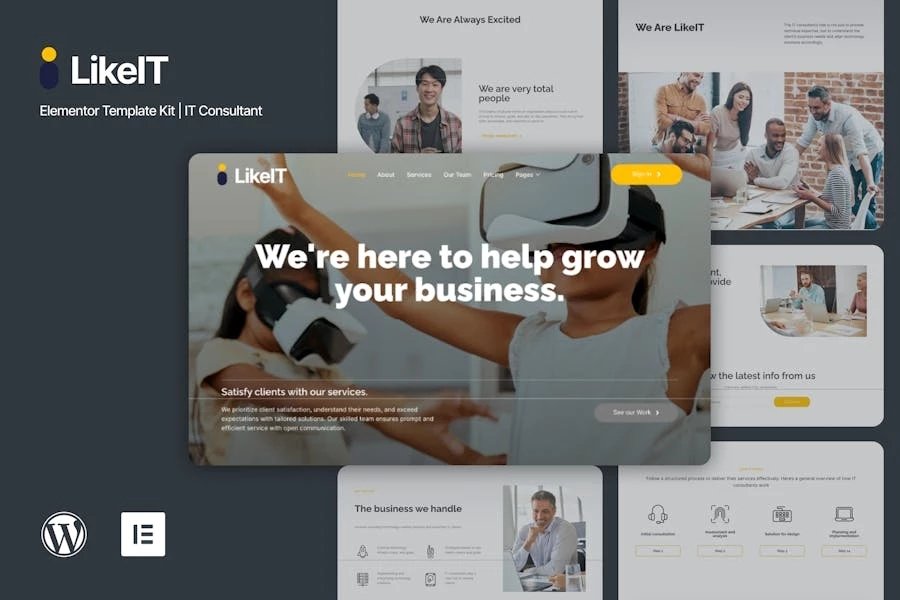 LIKEit - Kit de plantillas Elementor Pro para agencia de consultoría