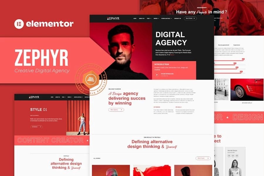 Zephyr - Kit de plantillas Elementor para Agencia Digital Creativa