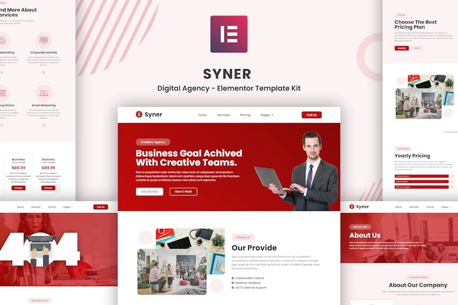 Syner - Template Kit de Elementor de agencia creativa