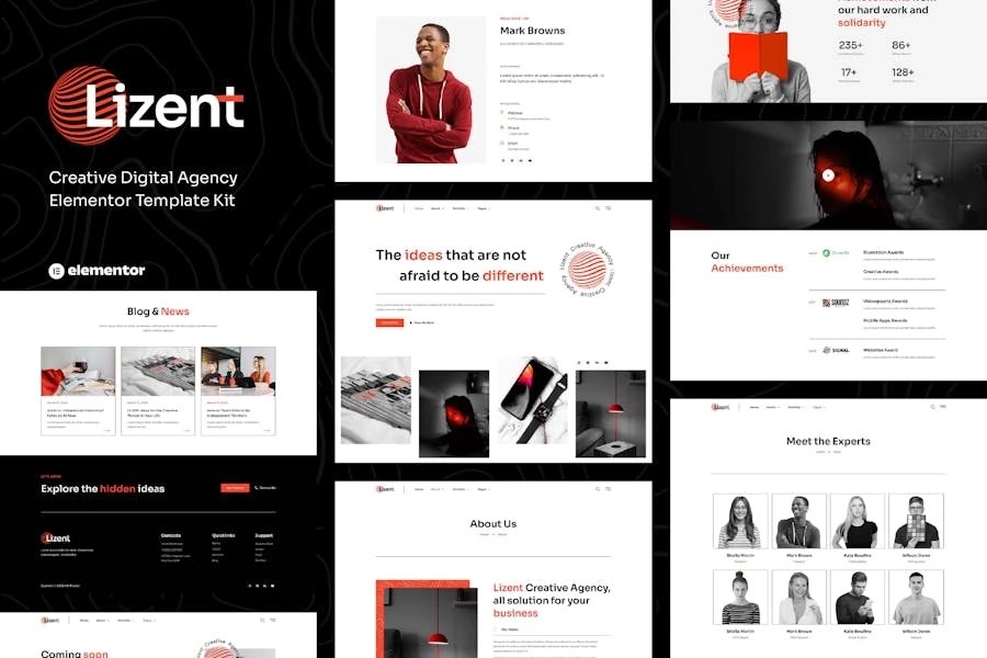 Lizent - Template Kit de Elementor de agencia digital creativa