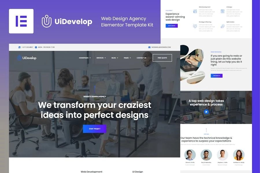 UIDevelop - Template Kit Elementor para agencia de diseño web