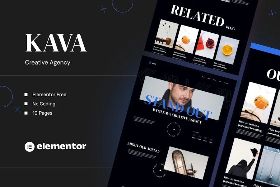 Kava - Template Kits Elementor para Agencia creativas