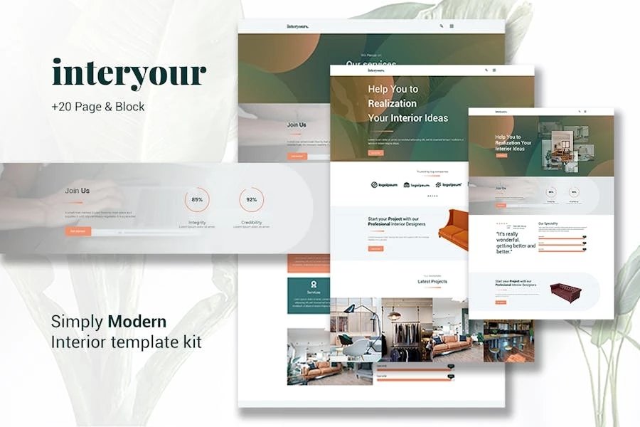 Interyours - Template Kit Elementor para diseño de interiores de casas
