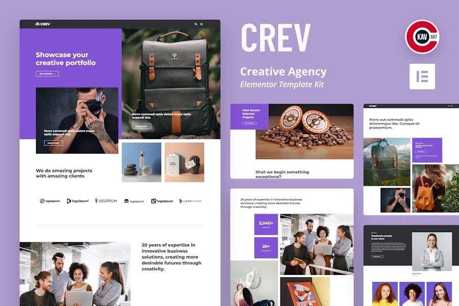 Crev - Template Kit de Elementor de agencia creativa