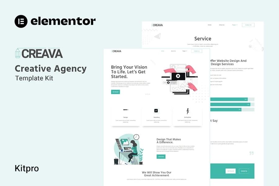 Creava - Template Kit Elementor de agencia creativa