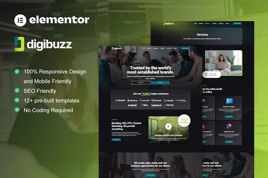 DigiBuzz - Template Kit Elementor para Dark Digital Agencia