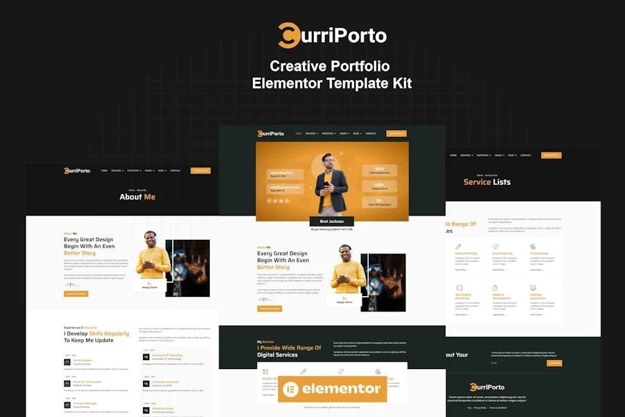Curriporto - Template Kit Elementor Pro para Porfolio creativo