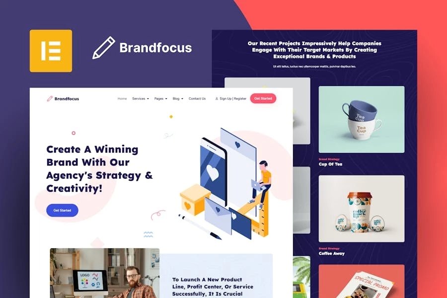 Brandfocus - Kit de plantillas Elementor para agencia de marca
