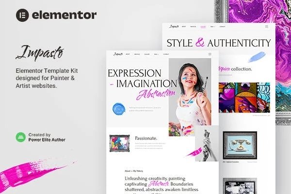 Impasto Template Kit Elementor para pintores y artistas