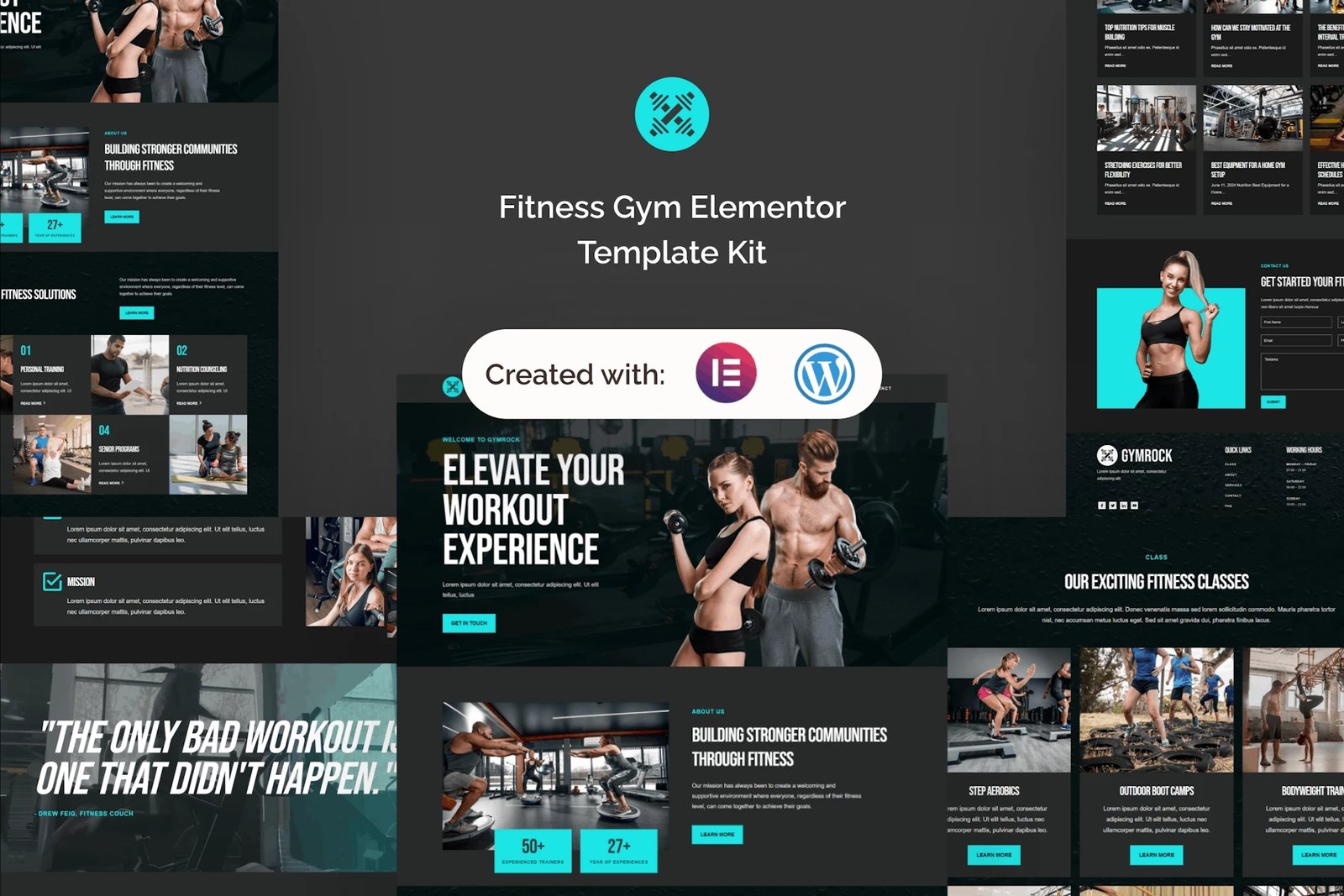Gymrock - Kit de plantillas Elementor para gimnasio