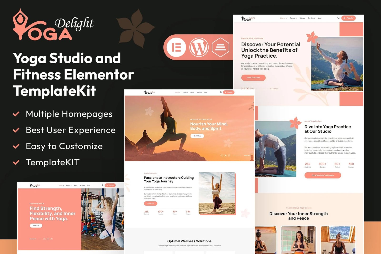 Yoga Delight - Kit de plantillas Elementor para estudio de yoga y fitness