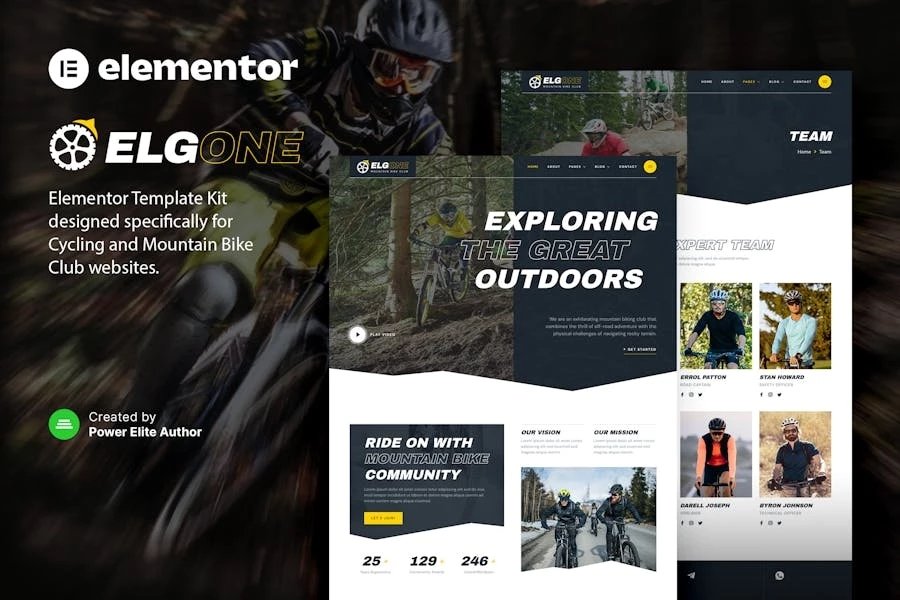 Elgone Template Kit Elementor para clubes de ciclismo y bicicleta de montaña