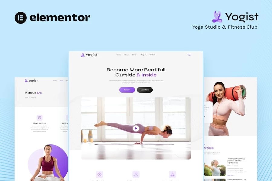 Yogist - Template Kit Elementor para estudio de yoga y gimnasio