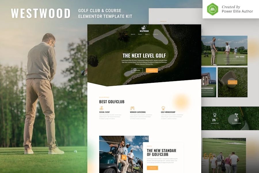 Westwood Template Kit para campos y campos de golf Elementor
