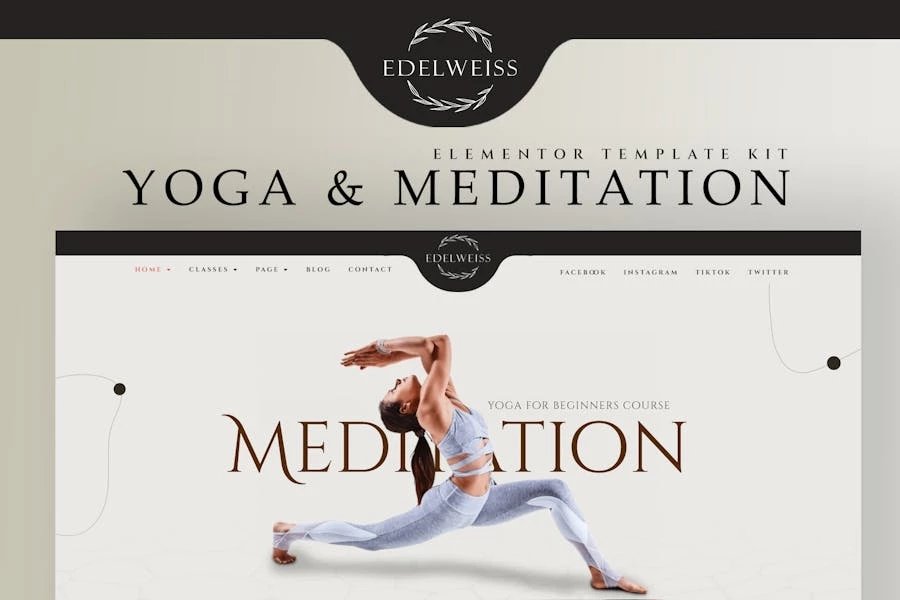 Edelweiss - Template Kit Elementor Pro para yoga y meditación