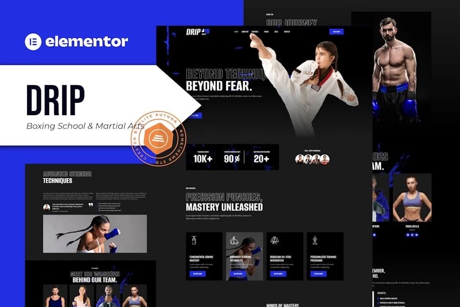 Drip - Kit de plantillas Elementor para escuelas de boxeo y artes marciales