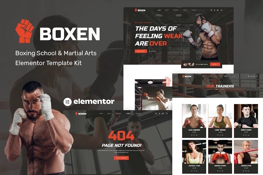 Boxen - Template Kit Elementor para Escuela de Boxeo y Artes Marciales