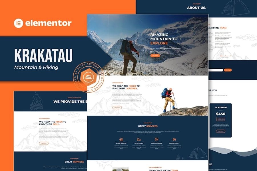 Krakatau - Template Kit Elementor de montaña y senderismo