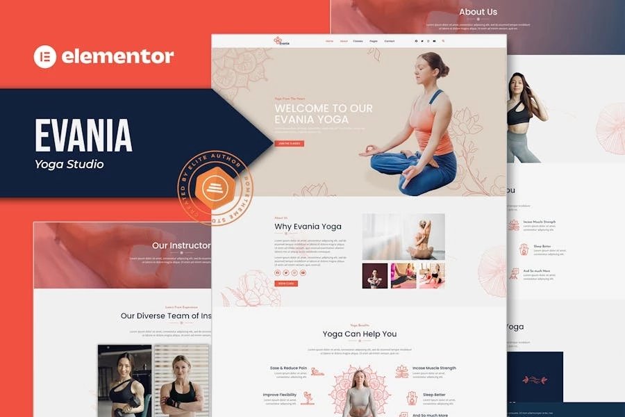 Evania - Template Kit Elementor para estudio de yoga