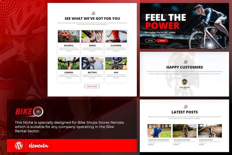 Bikeo - Template Kit Elementor del club de ciclismo