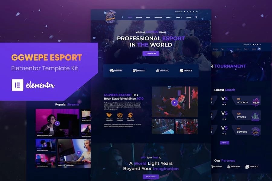 GGWEPE - Template Kit Elementor para eSports Gaming
