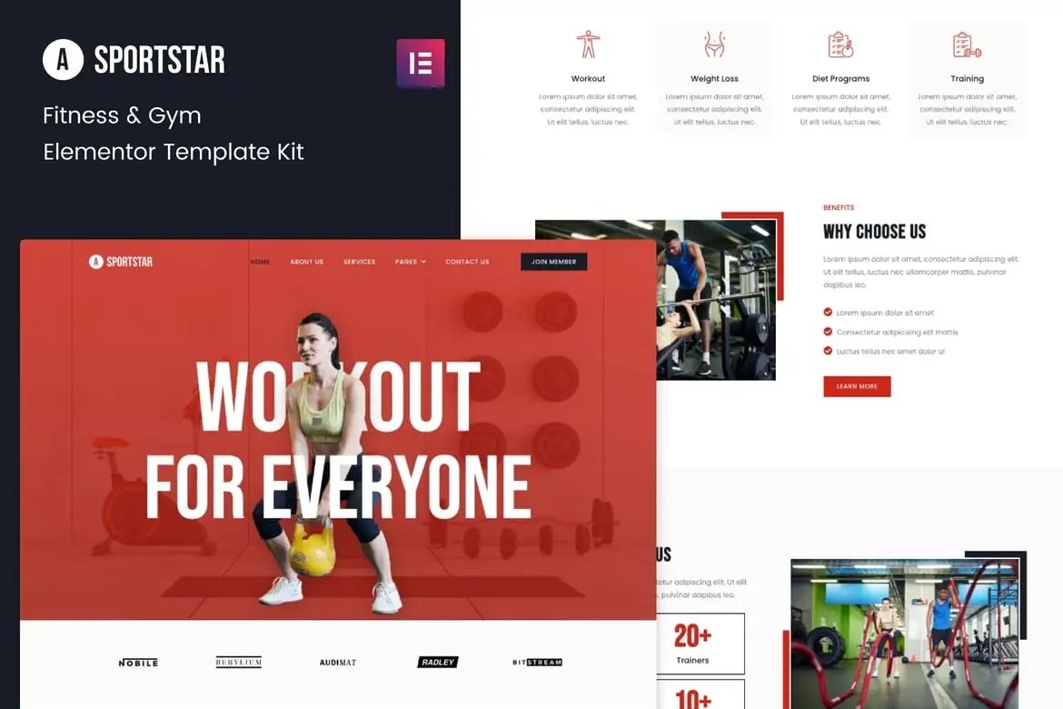 Sportstar - Template Kit Elementor de Fitness Gym
