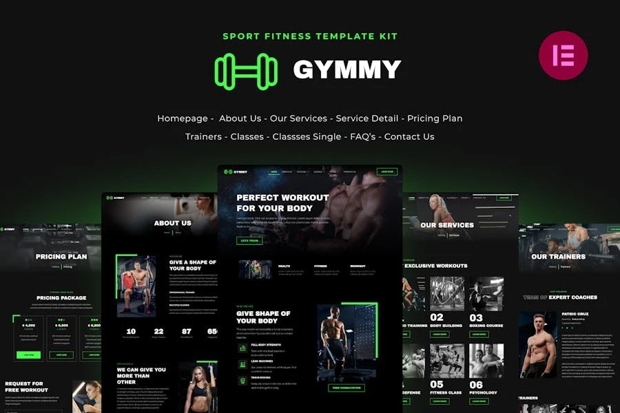Gymmy - Template Kit Elementor de Fitness Gym