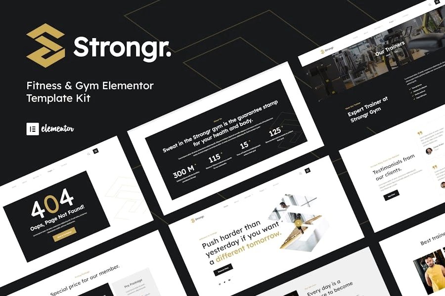 Strongr - Template Kit Elementor para fitness y gimnasio