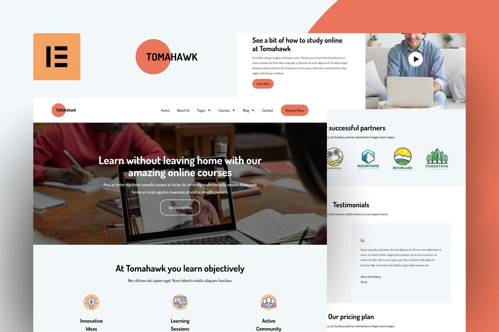 Tomahawk - Kit de plantillas Elementor Pro para cursos en línea