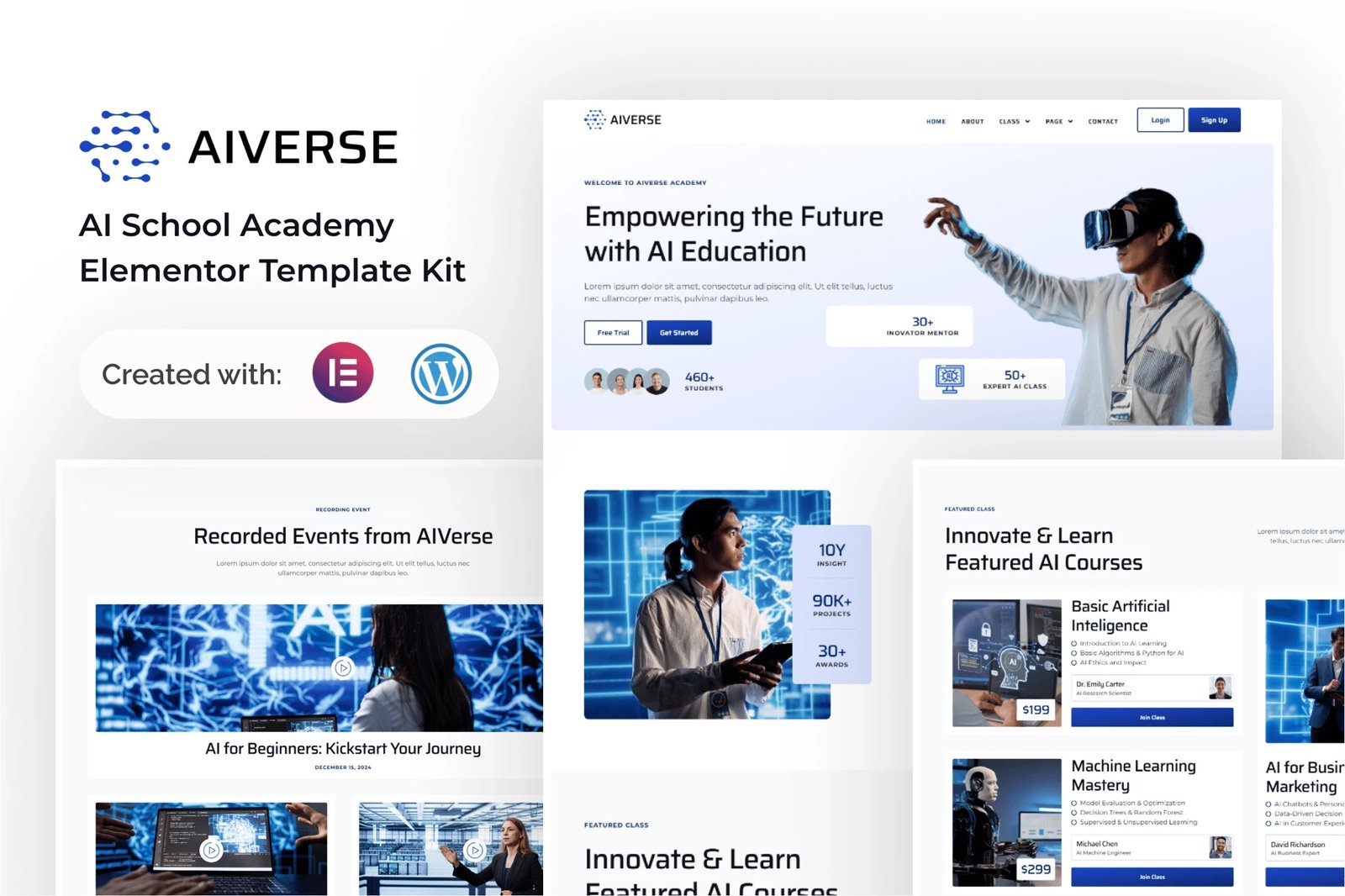AiVerse - Kit de plantillas Elementor de AI School Academy