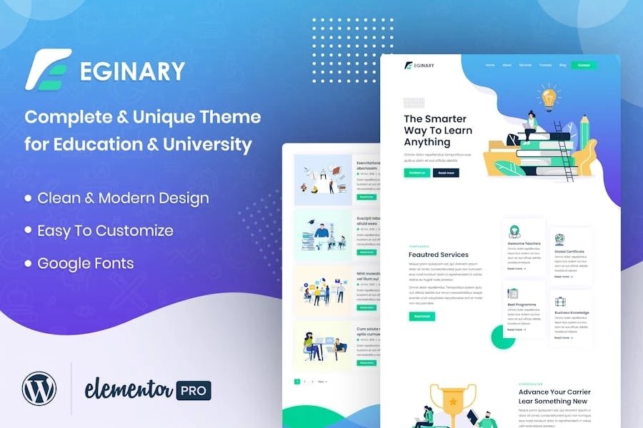 Eginary - Template Kit de Elementor educativo en línea