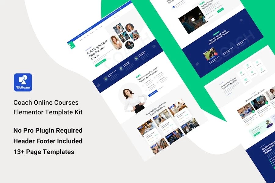 Wellern - Template Kit Elementor para cursos en línea para entrenadores