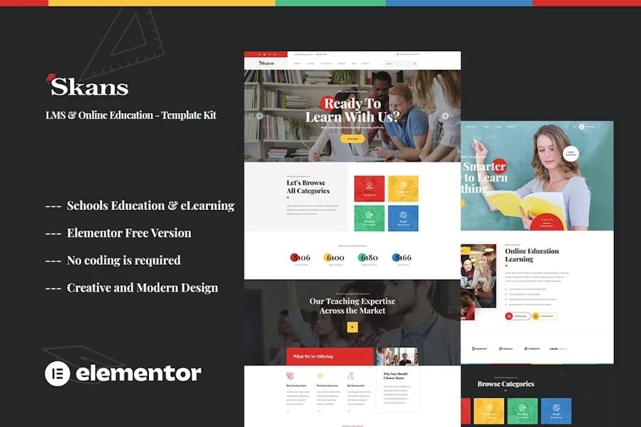 Skans - Template Kit Elementor de aprendizaje y educación en línea