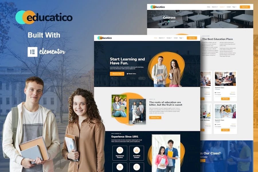 Educatico - Kit de plantillas Elementor para escuelas educativas y cursos en línea
