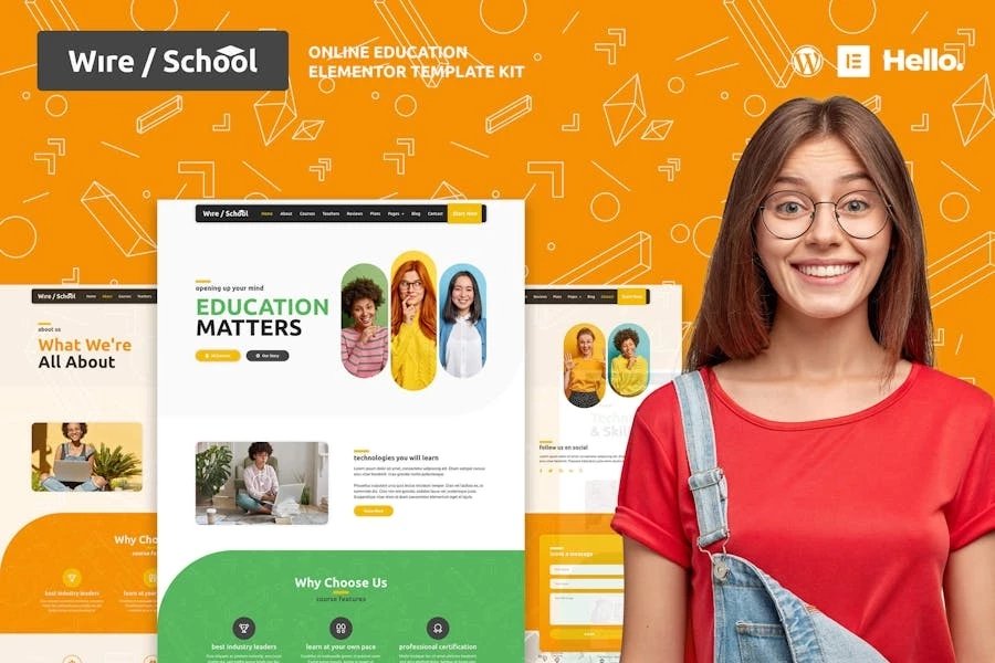 Wire School - Template Kit de educación en línea Elementor