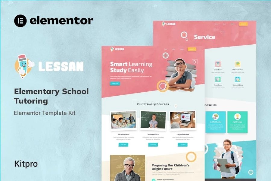 Lessan - Template Kit Elementor para tutoría para escuelas primarias
