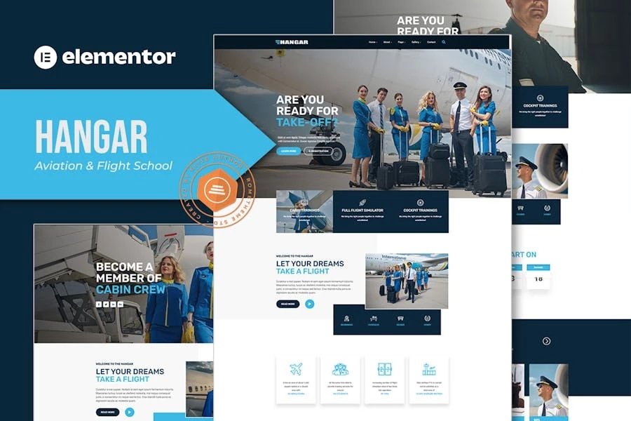 Hangar - Template Kit Elementor para Escuela de Aviación y Vuelo
