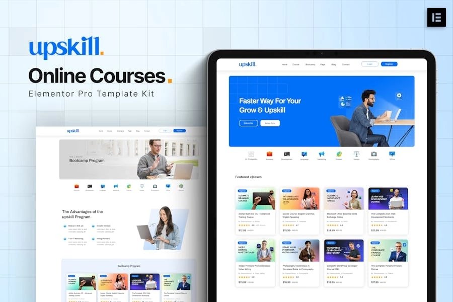 Upskill - Kit de plantillas Elementor Pro para cursos en línea