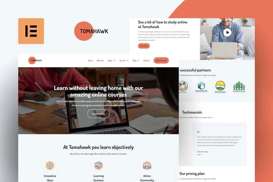 Tomahawk - Template Kit Elementor de cursos en línea