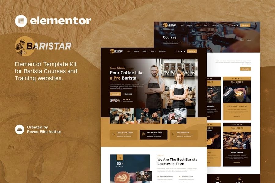 Baristar - Template Kit Elementor para cursos y entrenamiento de baristas