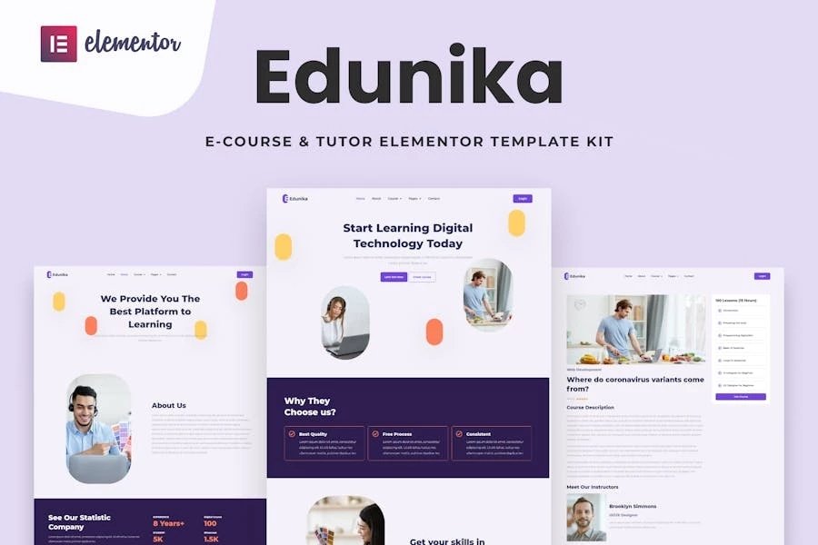 Edunika - Kit de plantillas Elementor para educación en línea