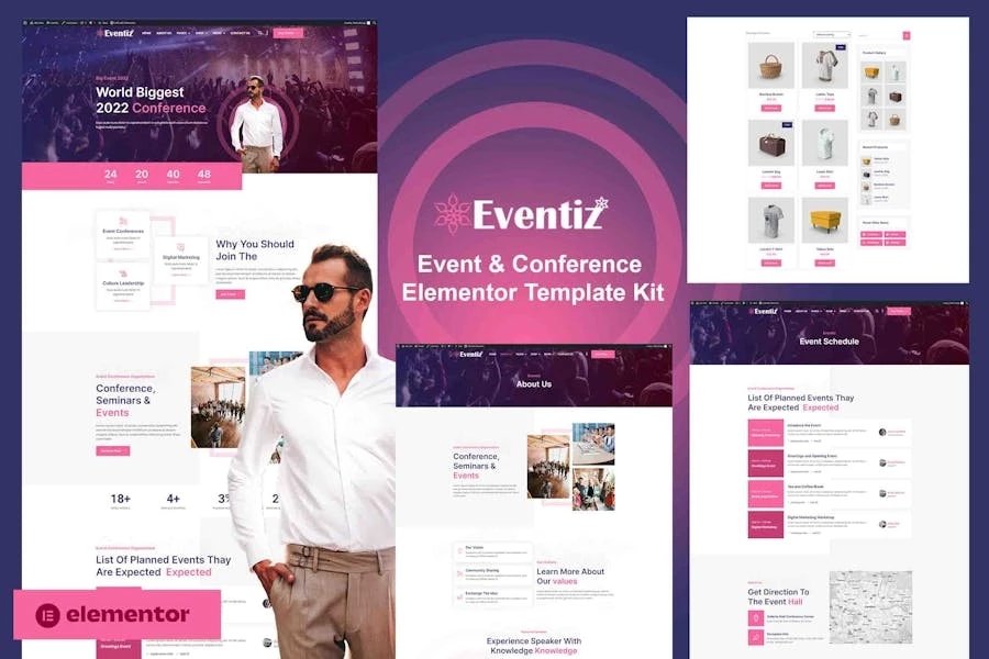 Eventiz - Template Kit Elementor Pro para eventos y conferencias