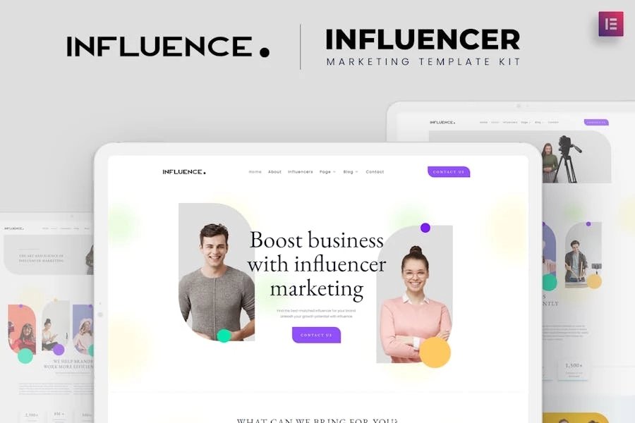 Influence - Template Kit de Elementor para agencia de marketing