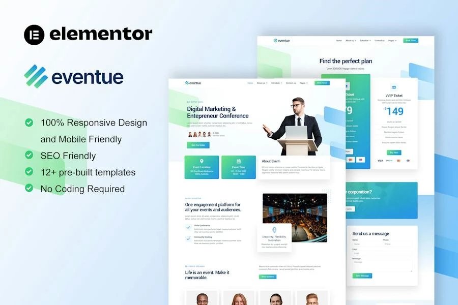 Eventue - Template Kit Elementor para eventos y conferencias