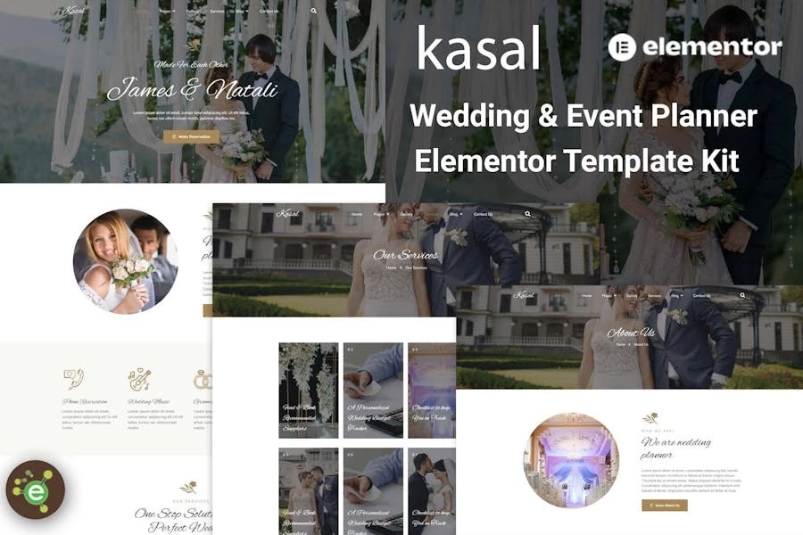 Kasal - Template Kit Elementor para planificador de bodas y eventos