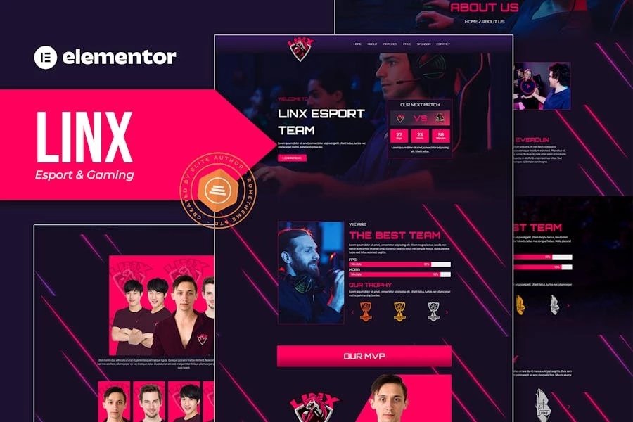 Linx - Template Kit de Elementor de Esport Gaming