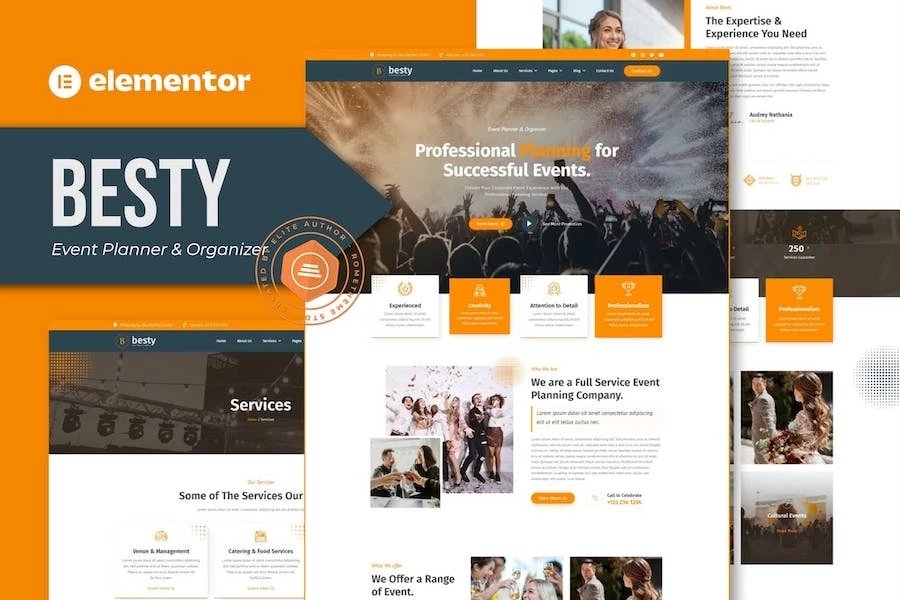 Besty - Template Kit Elementor para planificador y organizador de eventos