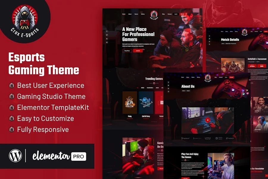 CROX Template Kit de Elementor de eSports Gaming